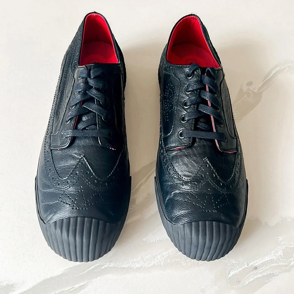 PF Flyers Brogue Men’s Black Leather Wingtip Sneakers Mens Sz 9.5 Womens Sz 11 - Picture 4 of 14